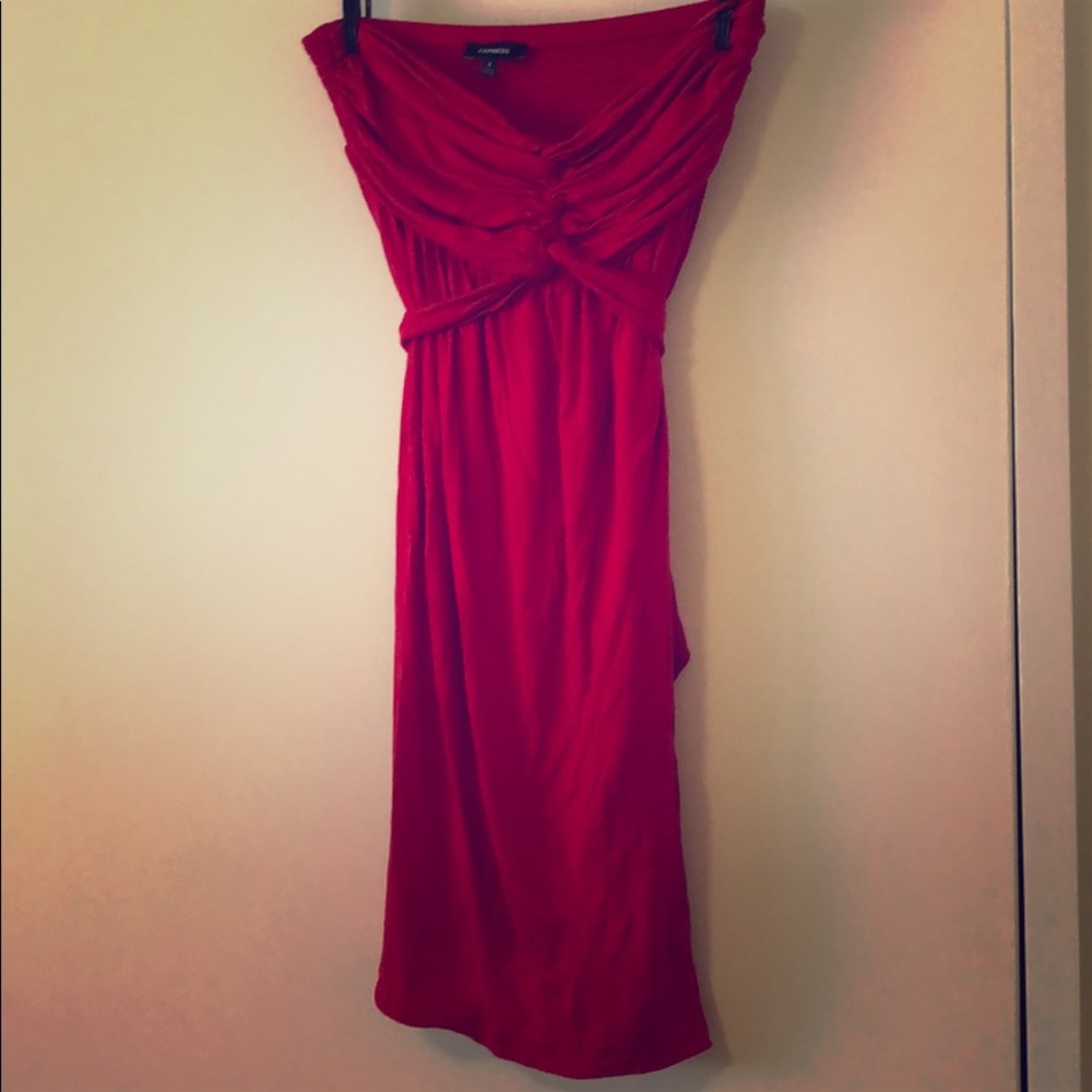 Red tube top dress